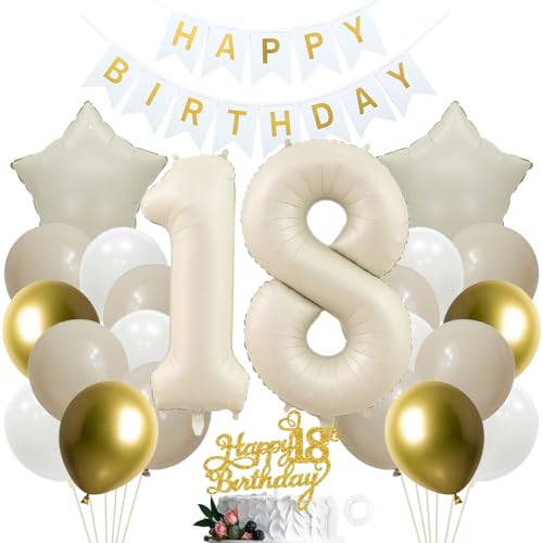 SNOWZAN 18 Geburtstag Deko Mädchen Weiß Gold Deko 18. Geburtstag Mädchen Junge Kuchen Topper Party Deko 18 Geburtstag Junge 18th Birthday Decorations 18 Geburtstag Deko für 18 Jahre Geburtstagsdeko SNOWZAN 18 Geburtstag Deko Mädchen Weiß Gold Deko 18. Geburtstag Mädchen Junge Kuchen Topper Party Deko 18 Geburtstag Junge 18th Birthday Decorations 18 Geburtstag Deko für 18 Jahre Geburtstagsdeko von SNOWZAN