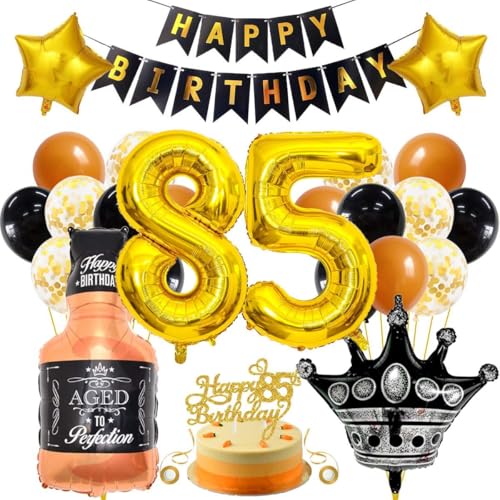 SNOWZAN 85 Geburtstag Deko Mann Frauen Schwarz Gold Party Deko 85 Geburtstag Männer Frauen Deko 85. Geburtstag Mann Geburtstagsdeko 85 Mann Happy Birthday Girlande Luftballon 85.geburtstag Mann Frau SNOWZAN 85 Geburtstag Deko Mann Frauen Schwarz Gold Party Deko 85 Geburtstag Männer Frauen Deko 85. Geburtstag Mann Geburtstagsdeko 85 Mann Happy Birthday Girlande Luftballon 85.geburtstag Mann Frau von SNOWZAN
