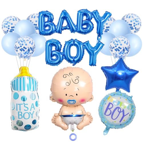 SNOWZAN Baby Shower Dekorationen Junge Gender Reveal Party Dekoration Babyparty Deko Mädchen Junge Blau Rosa Geschlecht Offenbaren Ballon Babyshower Boy Set Baby Boy Folienballon Blau Baby Boy SNOWZAN Baby Shower Dekorationen Junge Gender Reveal Party Dekoration Babyparty Deko Mädchen Junge Blau Rosa Geschlecht Offenbaren Ballon Babyshower Boy Set Baby Boy Folienballon Blau Baby Boy von SNOWZAN