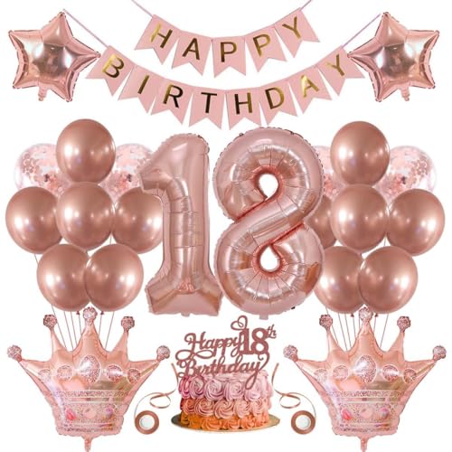 SNOWZAN Deko 18 Geburtstag Mädchen Partydeko Geburtstagsdeko Luftballons 18.geburtstag Deko Mädchen Rosegold Tortendeko 18.geburtstagsdeko 18 Mädchen 18 Jahre Geburtstag Deko Happy Birthday Banner SNOWZAN Deko 18 Geburtstag Mädchen Partydeko Geburtstagsdeko Luftballons 18.geburtstag Deko Mädchen Rosegold Tortendeko 18.geburtstagsdeko 18 Mädchen 18 Jahre Geburtstag Deko Happy Birthday Banner von SNOWZAN