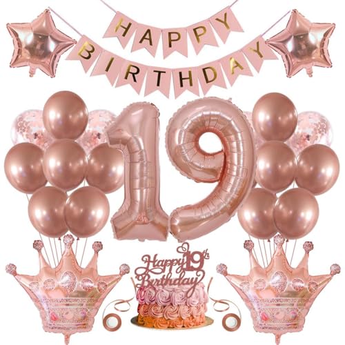 SNOWZAN Deko 19 Geburtstag Mädchen Partydeko Geburtstagsdeko Luftballons 19.geburtstag Deko Mädchen Rosegold Tortendeko 19.geburtstagsdeko 19 Mädchen 19 Jahre Geburtstag Deko Happy Birthday Banner SNOWZAN Deko 19 Geburtstag Mädchen Partydeko Geburtstagsdeko Luftballons 19.geburtstag Deko Mädchen Rosegold Tortendeko 19.geburtstagsdeko 19 Mädchen 19 Jahre Geburtstag Deko Happy Birthday Banner von SNOWZAN