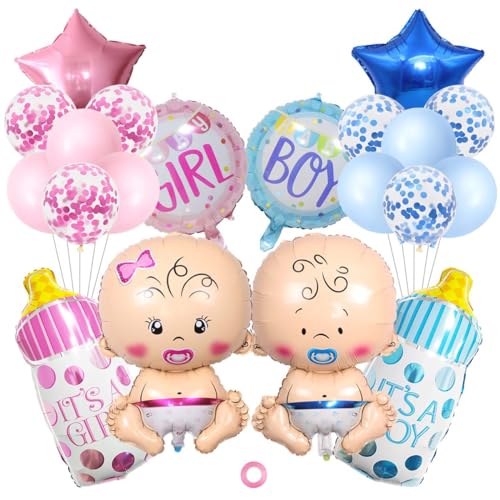 SNOWZAN Geschlecht Offenbaren Ballon Babyparty Deko Mädchen Junge Baby Shower Dekorationen Junge Gender Reveal Party Deko Luftballons Babyparty Junge Babyshower Boy Girl Luftballons Babyparty Junge von SNOWZAN