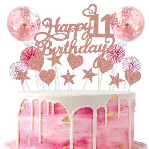 SNOWZAN Happy 11th Birthday Tortendeko Rosegold 11 Jahre Mädchen Jungen Kuchendeko 11.geburtstag Cake Topper Tortendeko 11 Geburtstag Mädchen Tortendeko Rosa Stern Herz Für 11. Geburtstag Kuchen Deko SNOWZAN Happy 11th Birthday Tortendeko Rosegold 11 Jahre Mädchen Jungen Kuchendeko 11.geburtstag Cake Topper Tortendeko 11 Geburtstag Mädchen Tortendeko Rosa Stern Herz Für 11. Geburtstag Kuchen Deko von SNOWZAN