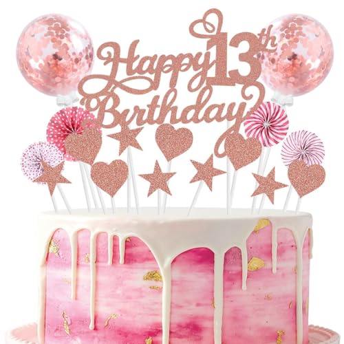 SNOWZAN Happy 13th Birthday Tortendeko Rosegold 13 Jahre Mädchen Jungen Kuchendeko 13.geburtstag Cake Topper Tortendeko 13 Geburtstag Mädchen Tortendeko Rosa Stern Herz Für 13. Geburtstag Kuchen Deko SNOWZAN Happy 13th Birthday Tortendeko Rosegold 13 Jahre Mädchen Jungen Kuchendeko 13.geburtstag Cake Topper Tortendeko 13 Geburtstag Mädchen Tortendeko Rosa Stern Herz Für 13. Geburtstag Kuchen Deko von SNOWZAN