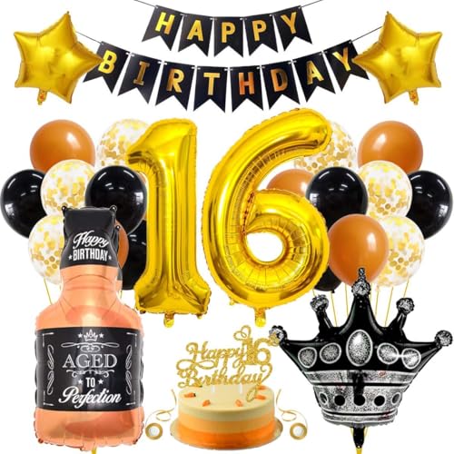 SNOWZAN Luftballon 16.geburtstag Junge Mädchen 16 Geburtstagdeko Happy Birthday Deko 16 Geburtstag Mädchen 16 Party Deko Schwarze Gold 16 Jahre Geburtstagdeko 16 Ballon Deko 16er Deko Geburtstag SNOWZAN Luftballon 16.geburtstag Junge Mädchen 16 Geburtstagdeko Happy Birthday Deko 16 Geburtstag Mädchen 16 Party Deko Schwarze Gold 16 Jahre Geburtstagdeko 16 Ballon Deko 16er Deko Geburtstag von SNOWZAN