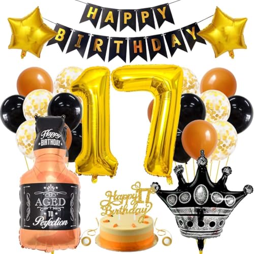 SNOWZAN Luftballon 17.geburtstag Junge Mädchen 17 Geburtstagdeko Happy Birthday Deko 17 Geburtstag Mädchen 17 Party Deko Schwarze Gold 17 Jahre Geburtstagdeko 17 Ballon Deko 17er Deko Geburtstag SNOWZAN Luftballon 17.geburtstag Junge Mädchen 17 Geburtstagdeko Happy Birthday Deko 17 Geburtstag Mädchen 17 Party Deko Schwarze Gold 17 Jahre Geburtstagdeko 17 Ballon Deko 17er Deko Geburtstag von SNOWZAN