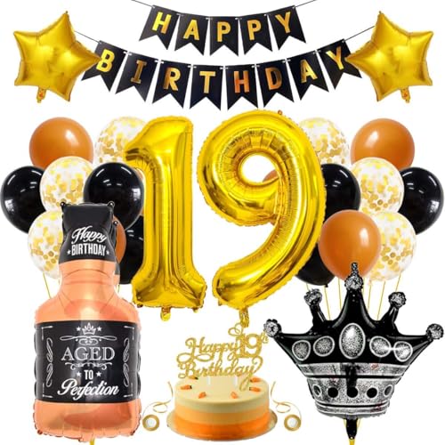 SNOWZAN Luftballon 19.geburtstag Junge Mädchen 19 Geburtstagdeko Happy Birthday Deko 19 Geburtstag Mädchen 19 Party Deko Schwarze Gold 19 Jahre Geburtstagdeko 19 Ballon Deko 19er Deko Geburtstag SNOWZAN Luftballon 19.geburtstag Junge Mädchen 19 Geburtstagdeko Happy Birthday Deko 19 Geburtstag Mädchen 19 Party Deko Schwarze Gold 19 Jahre Geburtstagdeko 19 Ballon Deko 19er Deko Geburtstag von SNOWZAN