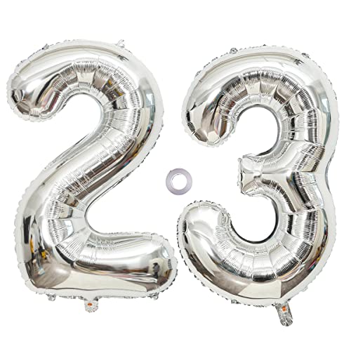 SNOWZAN Luftballon 23. Geburtstag Silber Mädchen Junge Zahl 23 Riesen Folienballon Helium Nummer 23 Luftballon Große Zahlen 23 Jahre XXL 23. Happy Birthday 32 Zoll Riese Zahl 23Geburtstag für Party von SNOWZAN