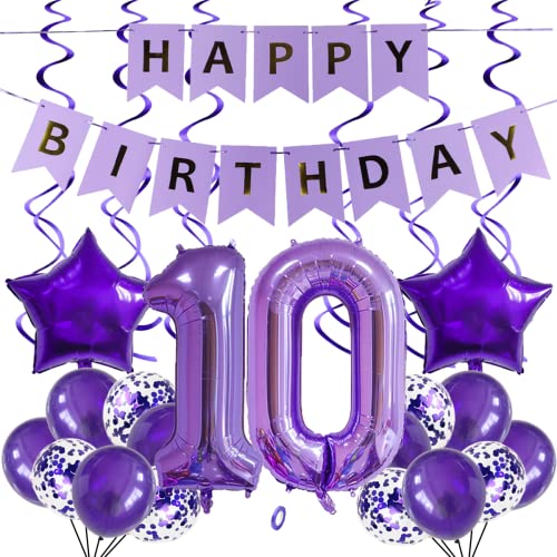 SNOWZAN Luftballons 10. Geburtstag Dekoration Lila 32 Zoll Riesen Zahlen Ballons,Latex Folienballons 25 Stück SNOWZAN Luftballons 10. Geburtstag Dekoration Lila 32 Zoll Riesen Zahlen Ballons,Latex Folienballons 25 Stück von SNOWZAN