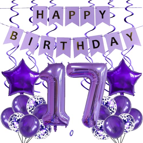 SNOWZAN Luftballons 17. Geburtstag Dekoration Lila 32 Zoll Riesen Zahlen Ballons,Latex Folienballons 25 Stück SNOWZAN Luftballons 17. Geburtstag Dekoration Lila 32 Zoll Riesen Zahlen Ballons,Latex Folienballons 25 Stück von SNOWZAN