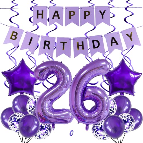 SNOWZAN Luftballons 26. Geburtstag Dekoration Lila 40 Zoll Riesen Zahlen Ballons,Latex Folienballons 25 Stück SNOWZAN Luftballons 26. Geburtstag Dekoration Lila 40 Zoll Riesen Zahlen Ballons,Latex Folienballons 25 Stück von SNOWZAN