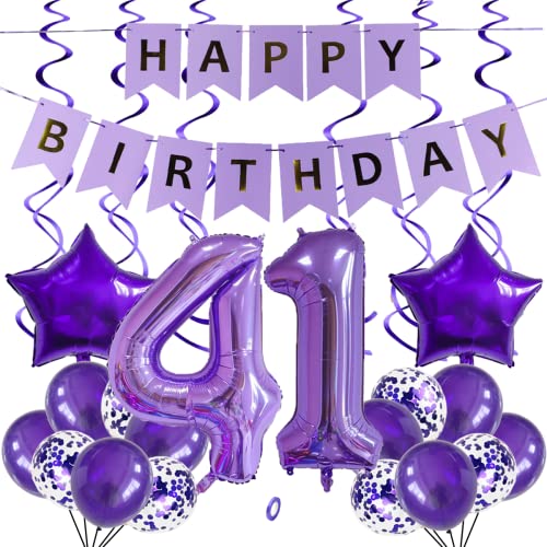 SNOWZAN Luftballons 41. Geburtstag Dekoration Lila 40 Zoll Riesen Zahlen Ballons,Latex Folienballons 25 Stück SNOWZAN Luftballons 41. Geburtstag Dekoration Lila 40 Zoll Riesen Zahlen Ballons,Latex Folienballons 25 Stück von SNOWZAN