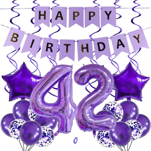 SNOWZAN Luftballons 42. Geburtstag Dekoration Lila 32 Zoll Riesen Zahlen Ballons,Latex Folienballons 25 Stück SNOWZAN Luftballons 42. Geburtstag Dekoration Lila 32 Zoll Riesen Zahlen Ballons,Latex Folienballons 25 Stück von SNOWZAN