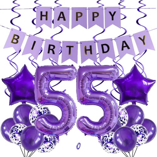 SNOWZAN Luftballons 55. Geburtstag Dekoration Lila 32 Zoll Riesen Zahlen Ballons,Latex Folienballons 25 Stück SNOWZAN Luftballons 55. Geburtstag Dekoration Lila 32 Zoll Riesen Zahlen Ballons,Latex Folienballons 25 Stück von SNOWZAN