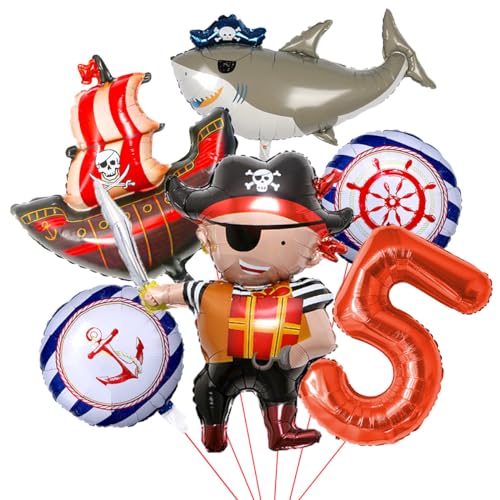 SNOWZAN Piratenschiff Ballon Piraten Kindergeburtstag Piratenschiff Luftballons Piratengeburtstag Piraten Geburtstagsdeko 5 Jahre Piraten Deko Kindergeburtstag Luftballons Piratenschiff Folienballon von SNOWZAN