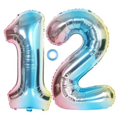 SNOWZAN XL Zahlen Ballon Nummer 12.Luftballon Regenbogen Mädchen Junge Luftballons Zahl 12.Geburtstag Deko Blau Rose Bunt Schillernde 12 Jahre FolienBallon 32 zoll Riesen Helium Happy Birthday Party SNOWZAN XL Zahlen Ballon Nummer 12.Luftballon Regenbogen Mädchen Junge Luftballons Zahl 12.Geburtstag Deko Blau Rose Bunt Schillernde 12 Jahre FolienBallon 32 zoll Riesen Helium Happy Birthday Party von SNOWZAN
