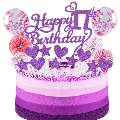 Tortendeko 17 Geburtstag Purpur Rosa Mädchen Junge 17 Jahre Geburtstag Kuchen Deko Happy Birthday 17 Glitter Cake Topper 17.kuchendeko Geburtstag Happy 17th Birthday Tortendeko 17 Geburtstag Mädchen von SNOWZAN