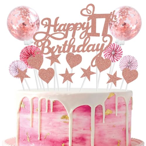 Tortendeko 17 Geburtstag Rosegold Mädchen Junge 17 Jahre Geburtstag Kuchen Deko Happy Birthday 17 Glitter Cake Topper 17.kuchendeko Geburtstag Happy 17th Birthday Tortendeko 17 Geburtstag Mädchen von SNOWZAN