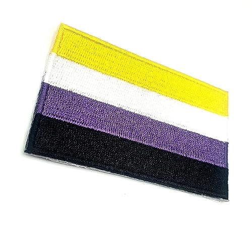 Non Binary Gender Pride LGBT Aufnäher zum Aufbügeln, bestickter Stoff, zum Aufnähen auf Kleidung, 8 cm x 5 cm, rechteckig, 1 Stück Non Binary Gender Pride LGBT Aufnäher zum Aufbügeln, bestickter Stoff, zum Aufnähen auf Kleidung, 8 cm x 5 cm, rechteckig, 1 Stück von SNS Components
