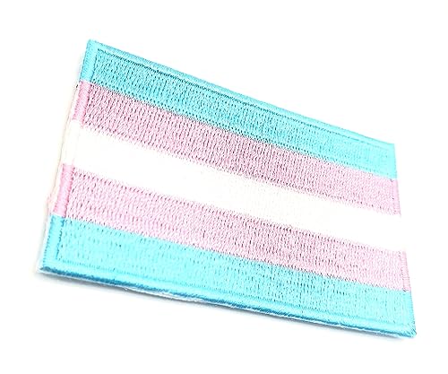 Trans Transexual Pride LGBT Aufnäher zum Aufbügeln, bestickter Stoff, zum Aufnähen auf Kleidung, 8 cm x 5 cm, rechteckig, 1 Stück Trans Transexual Pride LGBT Aufnäher zum Aufbügeln, bestickter Stoff, zum Aufnähen auf Kleidung, 8 cm x 5 cm, rechteckig, 1 Stück von SNS Components