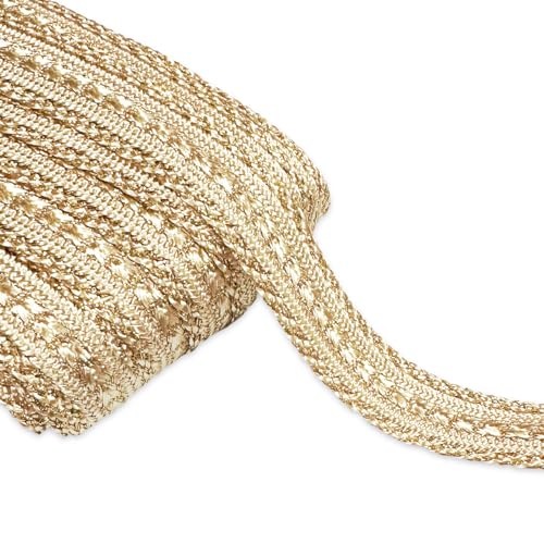 20 Meter Gimpen-Bordüre, 22 mm breit, Polstereinfassung, Polyester, goldfarben, gewellt, gewebtes Band, verzierte Gimpen-Bordüre für Hochzeit, Kostüm oder Schmuck, DIY Handwerk und Nähen 20 Meter Gimpen-Bordüre, 22 mm breit, Polstereinfassung, Polyester, goldfarben, gewellt, gewebtes Band, verzierte Gimpen-Bordüre für Hochzeit, Kostüm oder Schmuck, DIY Handwerk und Nähen von SNSYGN