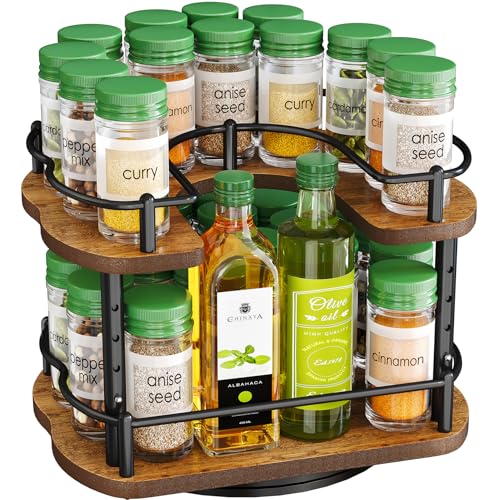 Lazy Susan Gewürzregal für Schrank, höhenverstellbar, drehbar, Lazy Drehteller, Gewürzorganisation für Tisch, Speisekammer, Küche, Holz, Lazy Susan, 25,4 cm, Schwarz Lazy Susan Gewürzregal für Schrank, höhenverstellbar, drehbar, Lazy Drehteller, Gewürzorganisation für Tisch, Speisekammer, Küche, Holz, Lazy Susan, 25,4 cm, Schwarz von SNTD