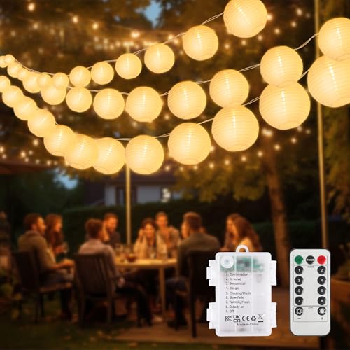 SOAIY LED Lichterkette Lampions 8M 20 warmweiß LEDs 8 Modi Lampion Lichterkette Batterie mit Timer Fernbedienung Innen Außen Deko für Schlafzimmer Garten Terrasse Balkon Hof Geburtstag Party Camping SOAIY LED Lichterkette Lampions 8M 20 warmweiß LEDs 8 Modi Lampion Lichterkette Batterie mit Timer Fernbedienung Innen Außen Deko für Schlafzimmer Garten Terrasse Balkon Hof Geburtstag Party Camping von SOAIY