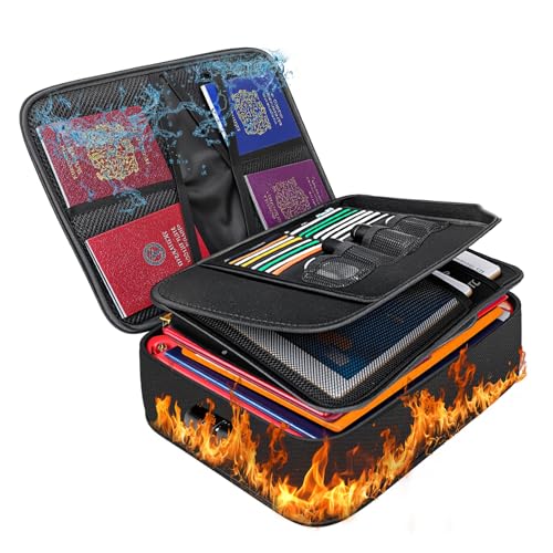 SOARFLY Feuerfeste Dokumentenbox A4 5200 Feuerfester Dokumententasche mit Schloss Dokumentenbox feuerfest Wasserdicht fuer Buero Reisen fuer Urkunden Wichtige Unterlagen, 36x27x10CM SOARFLY Feuerfeste Dokumentenbox A4 5200 Feuerfester Dokumententasche mit Schloss Dokumentenbox feuerfest Wasserdicht fuer Buero Reisen fuer Urkunden Wichtige Unterlagen, 36x27x10CM von SOARFLY