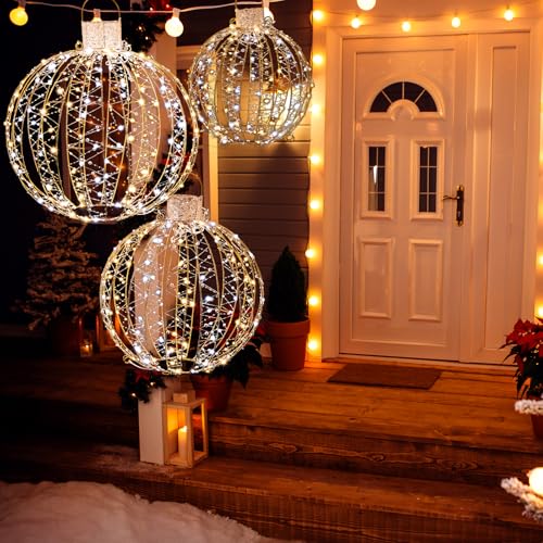 SOARS 3er Set Weihnachtsbeleuchtung außen & innen, Hängende Kugel Lichter mit 180 warmen & 180 weißen Lichtern, Weihnachtsdeko Lichterkette wasserdicht für Garten Party SOARS 3er Set Weihnachtsbeleuchtung außen & innen, Hängende Kugel Lichter mit 180 warmen & 180 weißen Lichtern, Weihnachtsdeko Lichterkette wasserdicht für Garten Party von SOARS