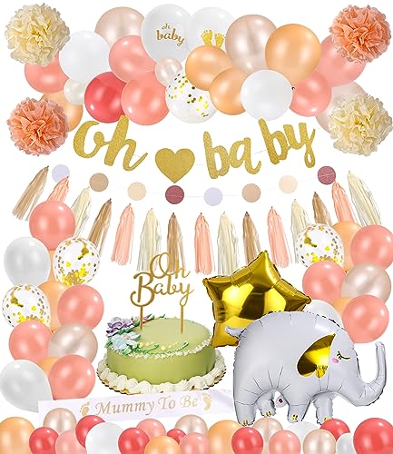 Babyparty Deko Mädchen Junge,Baby Shower Deko Braun Nude Weiß Baby Party Dekoration，Baby Luftballons für Gender Reveal Party Deko von SOBEAU