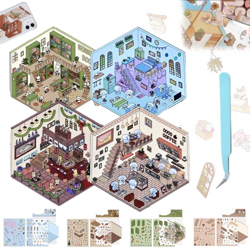 4 Sets DIY 3D House Stickers,3D House Sticker Set,2024 DIY 3D House Stickers, Make Your Own Supermarket|Coffee Shop|Restaurant|Bookstore,Fun Cute Scene Stickers Relief Stress for Adult Kids 4 Sets DIY 3D House Stickers,3D House Sticker Set,2024 DIY 3D House Stickers, Make Your Own Supermarket|Coffee Shop|Restaurant|Bookstore,Fun Cute Scene Stickers Relief Stress for Adult Kids von SOCLING
