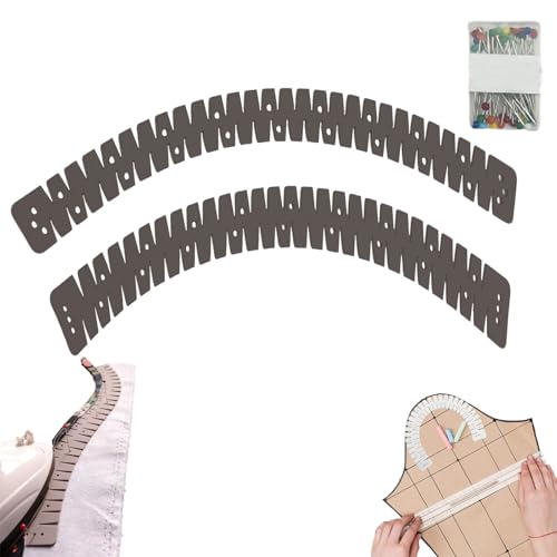 SOCLING Flexible Silicone Hemmer,Flexibles kurvenlineal,Heißsaum Lineal Zum Nähen - Hitzebeständiges Saumlineal,2 PCS Silikon-Säumer,Flexibles Silikon-Kurvenlineal Zum Säumen-A von SOCLING