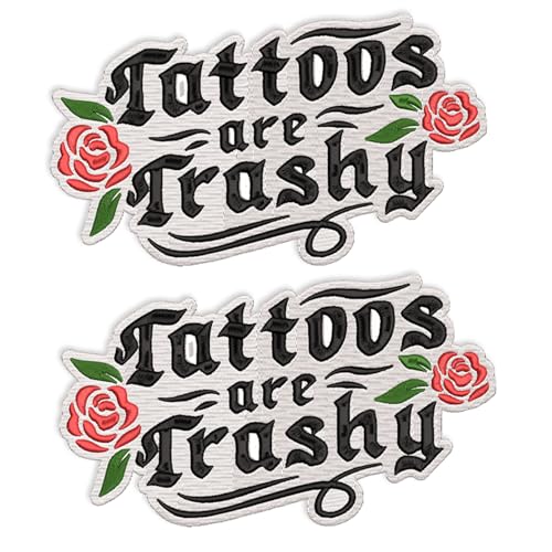 SODAVA Tattoos sind Trashy Patch – lustige Aufnäher zum Aufbügeln mit Rosen – Gothic Vintage Stil Abzeichen für Jacken, Taschen, Kleidung, Heißpressen oder Aufnähen, 2 Stück, 7,6 cm SODAVA Tattoos sind Trashy Patch – lustige Aufnäher zum Aufbügeln mit Rosen – Gothic Vintage Stil Abzeichen für Jacken, Taschen, Kleidung, Heißpressen oder Aufnähen, 2 Stück, 7,6 cm von SODAVA
