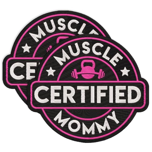 SODAVA Zertifizierter "Muscle Mommy"-Aufnäher, lustiger Aufbügler für Sporttaschen, Jacken, Workout-Ausrüstung, schwarz und rosa, besticktes Abzeichen zum Aufnähen oder Heißpressen, 2 Stück SODAVA Zertifizierter "Muscle Mommy"-Aufnäher, lustiger Aufbügler für Sporttaschen, Jacken, Workout-Ausrüstung, schwarz und rosa, besticktes Abzeichen zum Aufnähen oder Heißpressen, 2 Stück von SODAVA
