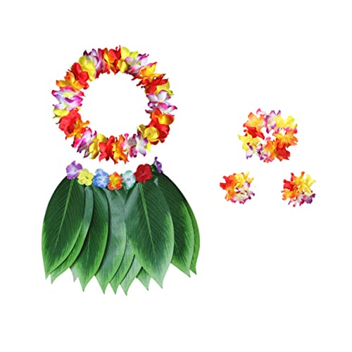 SOESFOUFU 1 Satz Schnapsgläser Hawaiianischer Hula-rock Ananas-gläser Hawaiianische Kostümsets Strandtanz-kostüm Hawaiianischer Blattrock Hawaii Armband Set Blumen Bankett Partybedarf von SOESFOUFU
