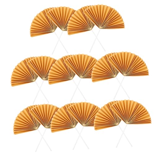 SOESFOUFU 16 Stück Teiliges Papierfächer Cake Toppers Goldfarbene Tortendeko für Geburtstagsfeier Cupcake Kuchenstecker Dekorative Kuchenaufsätze für Festliche Partygestaltung von SOESFOUFU