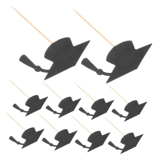 SOESFOUFU 24 Stück Teiliges Abschluss Cake Topper Schwarze Tortendeko mit Design Einfache Einsteck Dekoration für Kuchen und Cupcakes für Abschlussfeiern und Schulparty Dekoration von SOESFOUFU