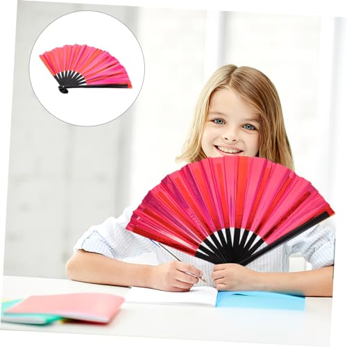 SOESFOUFU Faltbarer Handfächer Chinesischer Stil Großer Roter PVC Fächer für Bühne Party Hochzeit Tanzdekoration Handventilator für Damen und Performance von SOESFOUFU