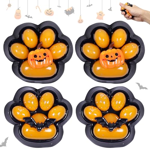 4 Stück Squishy Pfote Halloween, Cat Paw Squeeze, Katzenpfoten Squeeze Spielzeug, Squeeze Katze Pfote, Halloween Party Mitgebsel Kinder, Katzenpfoten Squishy Geschenk für Kinder Erwachsene von SOETDERT