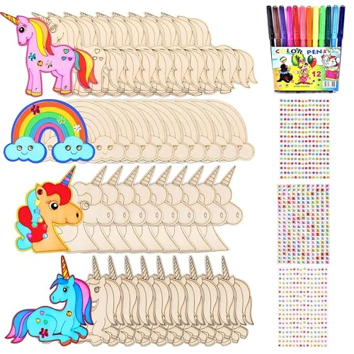 40 Stück Einhorn Bastelset, Holz Einhorn Bastelset zum Bemalen, Kinder DIY Einhörner Holz Deko, Holzbastelsets Mädchen Kindergeburtstag, Holzfiguren zum Bemalen mit Glitzersteine+Aquarellstift 40 Stück Einhorn Bastelset, Holz Einhorn Bastelset zum Bemalen, Kinder DIY Einhörner Holz Deko, Holzbastelsets Mädchen Kindergeburtstag, Holzfiguren zum Bemalen mit Glitzersteine+Aquarellstift von SOETDERT
