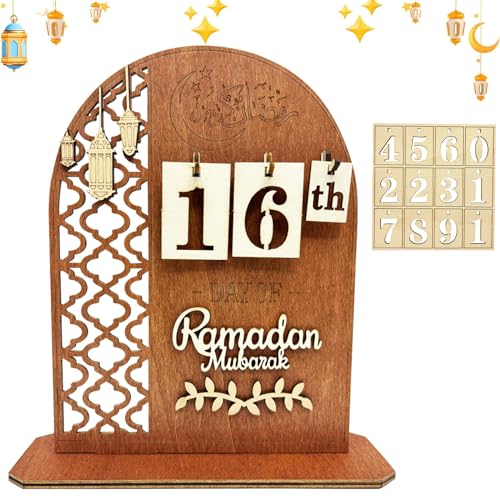 Ramadan Kalender, Eid Mubarak Kalender, Ramadan Deko Countdown Kalender, DIY Ramadan Dekoration Holz Ornament Gebet, Eid Mubarak Adventskalender, Ramadan Geschenke für Zuhause (D) von SOETDERT