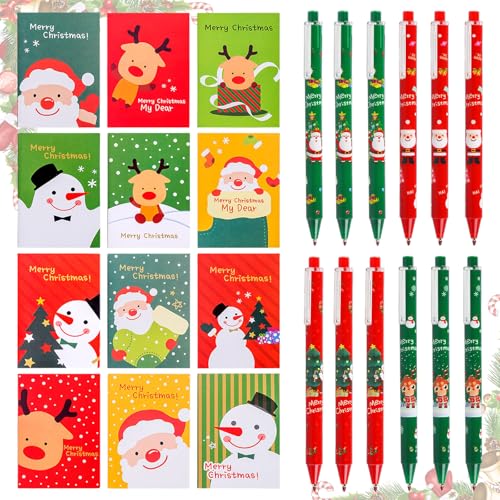 SOETDERT 24 Stück Weihnachts Kugelschreiber und Mini Notizblock, Weihnachtskugelschreiber Druckkugelschreiber, Weihnachten Kleinigkeiten für Kinder Weihnachten Party Geschenke Mitbringsel SOETDERT 24 Stück Weihnachts Kugelschreiber und Mini Notizblock, Weihnachtskugelschreiber Druckkugelschreiber, Weihnachten Kleinigkeiten für Kinder Weihnachten Party Geschenke Mitbringsel von SOETDERT