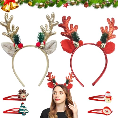 SOETDERT Haarreif Weihnachten, 2 Stück Glitzer Weihnachts Stirnbander, Rentier Geweih Kopfschmuck Haarband, Weihnachtshaarreifen, Weihnachtsfeier Accessoire Geschenke für Erwachsene Kinder SOETDERT Haarreif Weihnachten, 2 Stück Glitzer Weihnachts Stirnbander, Rentier Geweih Kopfschmuck Haarband, Weihnachtshaarreifen, Weihnachtsfeier Accessoire Geschenke für Erwachsene Kinder von SOETDERT