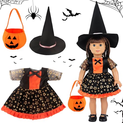 SOETDERT Puppenkleidung Halloween, 18 Zoll Puppen Dress Up Kostüm, Puppen Kleidung, Puppenkleider Hexenhut Kleid Spielzeug, Baby Puppenzubehör Kleidung für Halloween Karneval Outfits SOETDERT Puppenkleidung Halloween, 18 Zoll Puppen Dress Up Kostüm, Puppen Kleidung, Puppenkleider Hexenhut Kleid Spielzeug, Baby Puppenzubehör Kleidung für Halloween Karneval Outfits von SOETDERT
