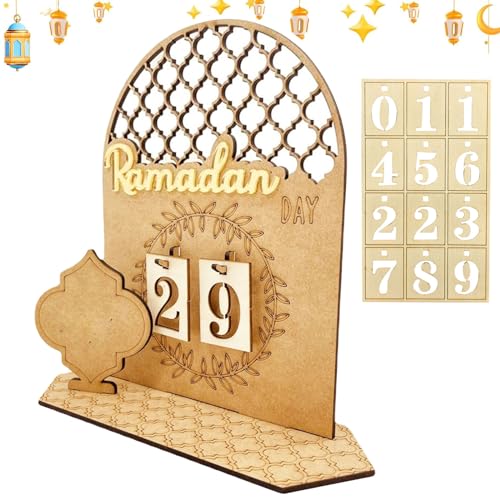 SOETDERT Ramadan Kalender, Eid Mubarak Kalender, DIY Holz Ramadan Deko Countdown Kalender, Eid Mubarak Adventskalender Kinder, Ramadan Dekoration Ornament Gebet, Ramadan Geschenke Zuhause (G) von SOETDERT