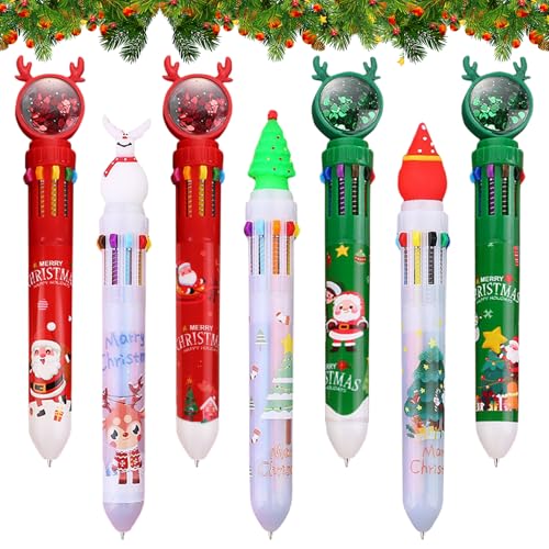 SOETDERT Weihnachten Kugelschreiber, 10-in-1 Mehrfarbig Stifte, 7 Stk Einziehbare Kugelschreiber, Weihnachtskugelschreiber, Weihnachtsbaum Stift Set für Kinder Geschenk Partytütenfüller SOETDERT Weihnachten Kugelschreiber, 10-in-1 Mehrfarbig Stifte, 7 Stk Einziehbare Kugelschreiber, Weihnachtskugelschreiber, Weihnachtsbaum Stift Set für Kinder Geschenk Partytütenfüller von SOETDERT