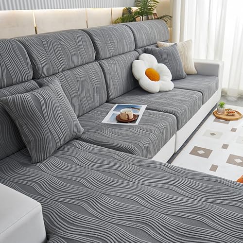 Sofabezug Jacquardstoff Stretch-Sofa-Schonbezüge Einfach Sofaschonerbezug staubdicht Geeignet für alle Jahreszeiten Sofa-Spannbettlaken Sofa Home Schonbezug (Farbe : Dunkelgrau, Größe : 65–85 cm x 8 von SOFA SUPPLIES