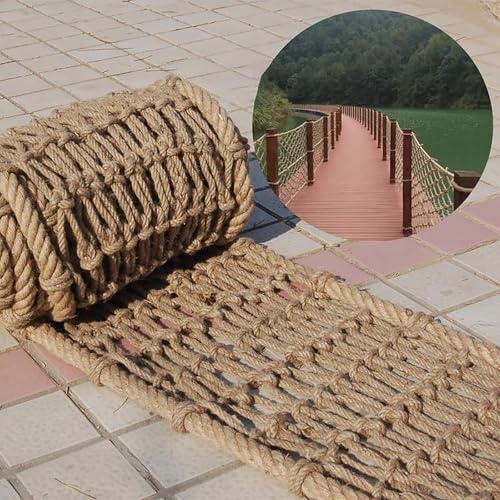 SOFACHEN Vintage Juteseil Pflanzenstütznetz, schutznetz hanfseilnetz-Gleichmäßiges Netz verformt Sich Nicht leicht, Kletternetz für Kinder Outdoor, Balkon-Garten-Deckendekoration Im Freien(1x1m,18mm) SOFACHEN Vintage Juteseil Pflanzenstütznetz, schutznetz hanfseilnetz-Gleichmäßiges Netz verformt Sich Nicht leicht, Kletternetz für Kinder Outdoor, Balkon-Garten-Deckendekoration Im Freien(1x1m,18mm) von SOFACHEN