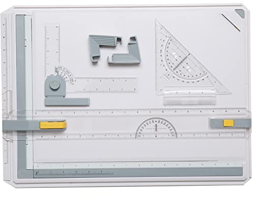 SOFEDY A3 Zeichenbrett Zeichentisch, tragbares Parallel-Radigedge-Brett, grafisches Architektur-Skizzenbrett zum Zeichnen mit Parallelbewegung und Winkelmesssystem (51,1 x 37,1 cm) von SOFEDY