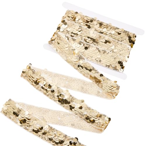 SOFPLAT 4,5 m flache Pailletten-Bordüre, goldfarbene Paillettenstreifen, Großpackung aus Kunststoff, glänzend, glitzernd, Pailletten, Paillettenbesatz zum Nähen, Kleid, Kostüm, DIY, Basteln SOFPLAT 4,5 m flache Pailletten-Bordüre, goldfarbene Paillettenstreifen, Großpackung aus Kunststoff, glänzend, glitzernd, Pailletten, Paillettenbesatz zum Nähen, Kleid, Kostüm, DIY, Basteln von SOFPLATE